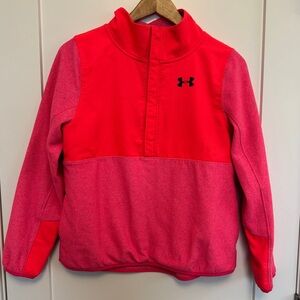 Girl's UA UNDER ARMOUR ColdGear 1/2 Snap SURVIVOR Fleece Pullover Top, YXL pink